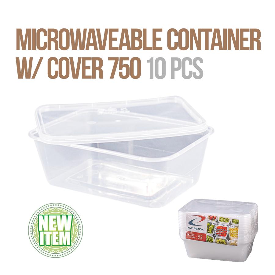 Microwaveable Container with Cover 750ml 10pcs